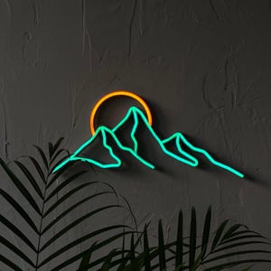 Insegna al neon Mountain View per l'arte murale ispirata alla natura, luce notturna al neon a LED, regalo per gli amanti dell'avventura, decorazione per soggiorno, camera da letto o ufficio