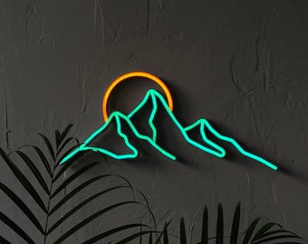 Mountain View Neon Sign for Nature Inspired Wall Art, LED Neon Night Light gift for Adventure Lovers Decor for Living Room Bedroom or Office