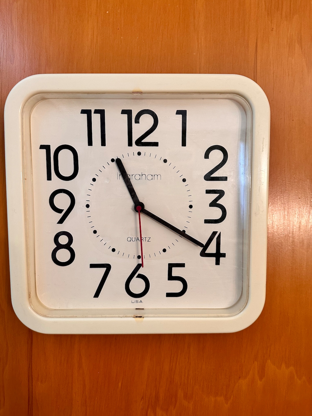 Vintage Ingraham Quartz Hanging Wall Clock Square Plastic Etsy