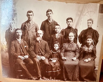 Vintage family photograph 1880s/90s family seated 8 x 10