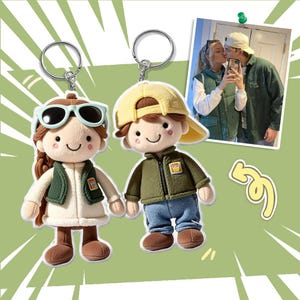 Personalisierte Foto Plüsch Puppe Schlüsselanhänger - Mini Me Individuelles Plüsch Geschenk für Sie, Ihn, Paare, Freunde, Weihnachten, Geburtstag, Jubiläum