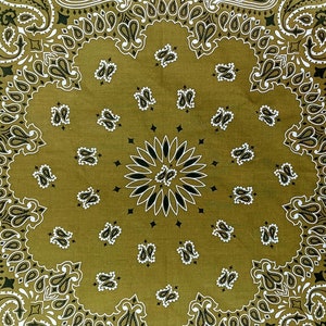 Green Classic Bandana USA MADE - 22&quot;x22&quot;  - Classic Paisley Bandana