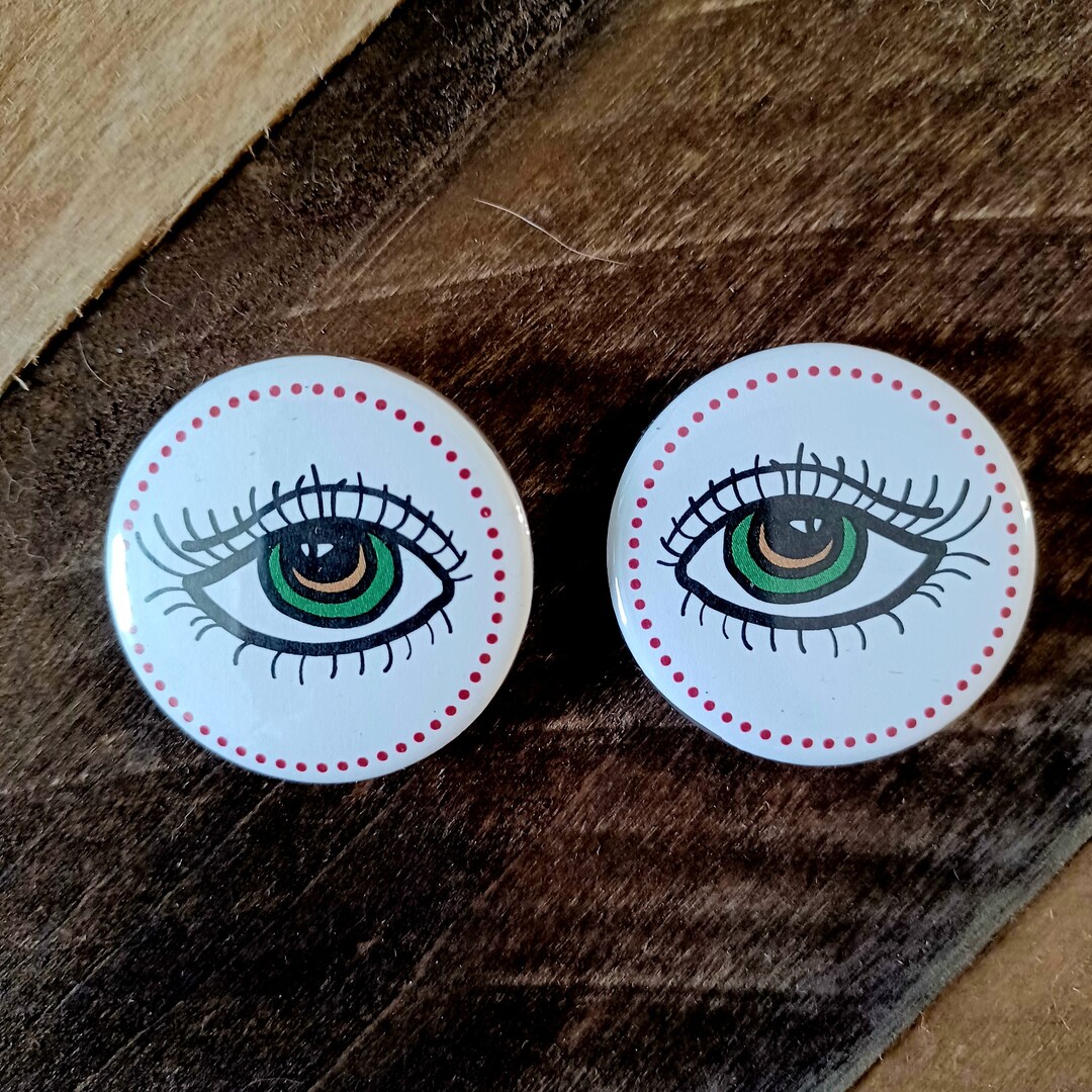 Eye Shaped Pin Hazel Button Pins 1.5 Round Retro Eyes - Etsy