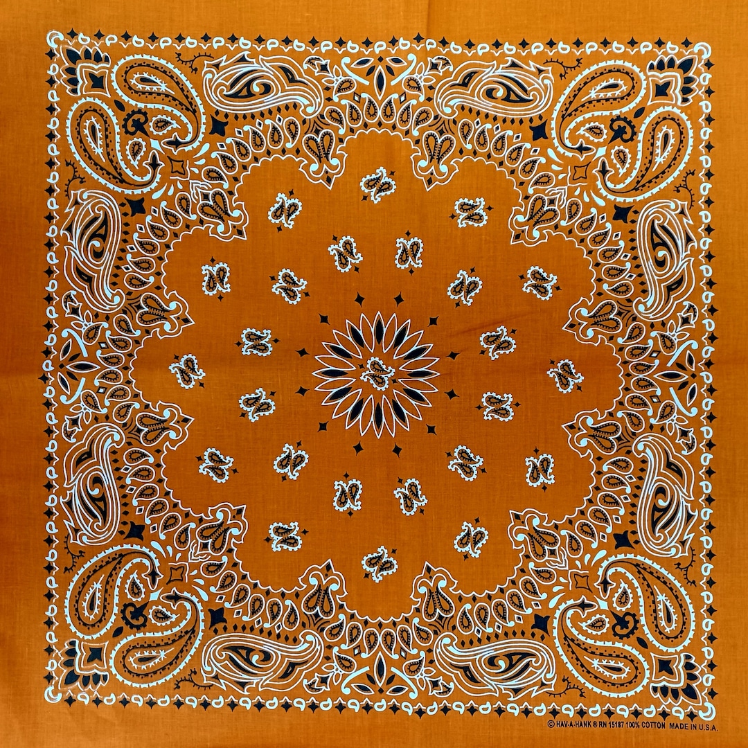 Burnt Orange Paisley Bandana - 100% Cotton + USA Made - Classic Bandana