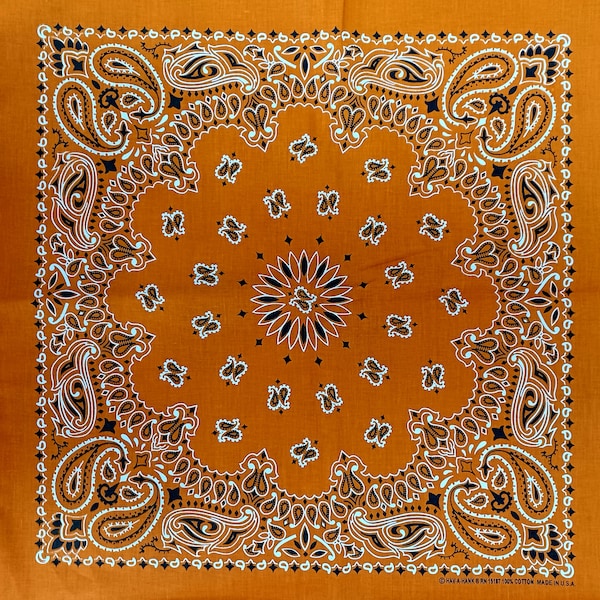 Burnt Orange Classic Bandana - 1 PACK - 22"x22"