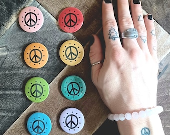 Choose ONE Peace Button Pin - 1.5" round - Hippy Peace Sign Button Pin - Good Vibes