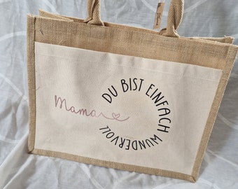 personalisierte Jutetasche, Einkaufstasche, mommy bag, geschenk für Mama