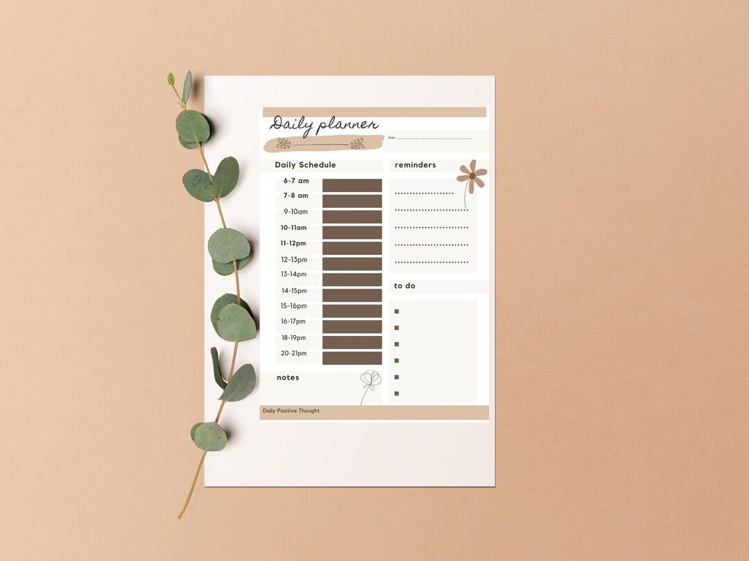 Printable Daily Schedule PDF Daily Positive Thoughts Etsy