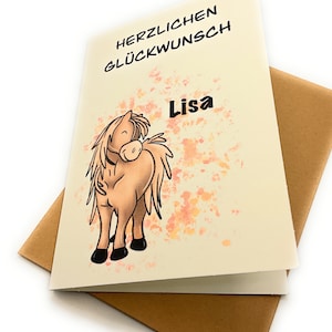 Geburtstagskarte // Klappkarte Pferd personalisiert