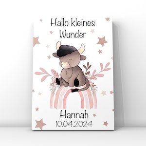 Karte zur Geburt personalisiert// Geburtstkarte mit Namen Hallo Kleine Wunder