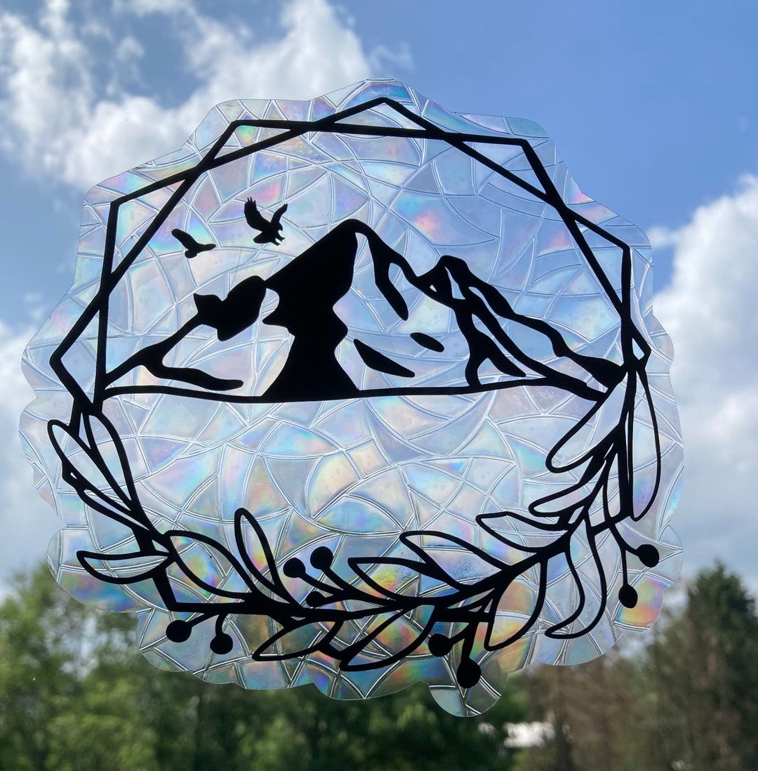 Suncatcher Mountains / Window Sticker / Rainbow Foil Reusable - Etsy