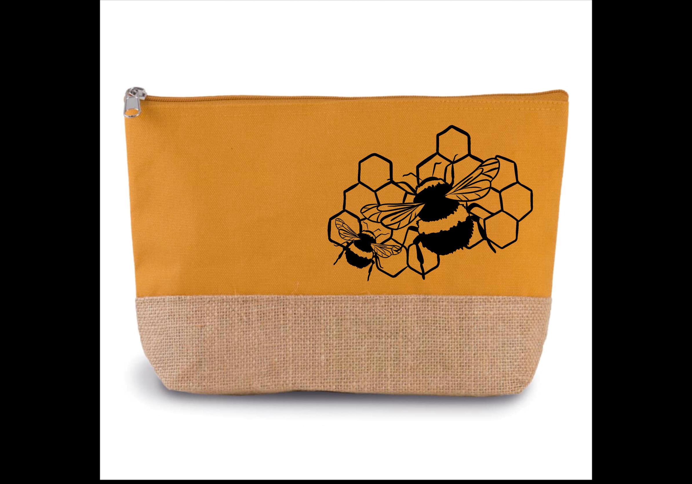 GJTIM Bienengeschenk Kosmetiktasche – Make-up-Tasche Aus Segeltuch Mit 3D-Druck, 24x18 Cm