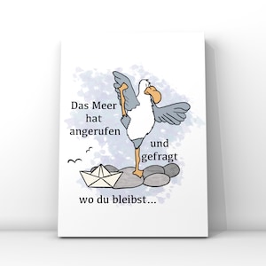 Karte mit Spruch// Karte Freundschaft// Postkarte Möwe