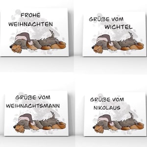 Weihnachtskarte Rauhaardackel // Wichtelkarte Dackel