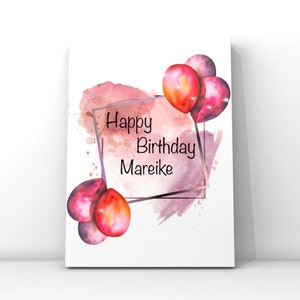 Happy Birthday Karte personalisiert// Geburtstagskarte Luftballons personalisiert