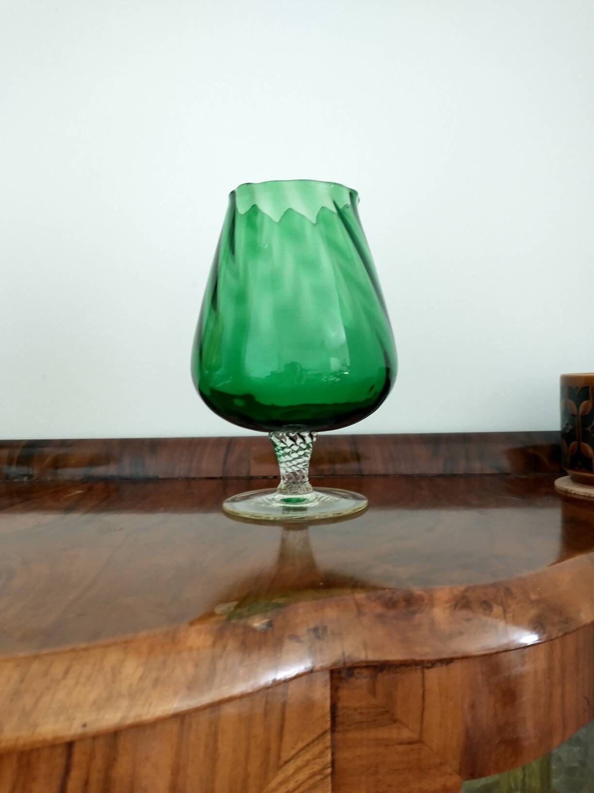 Vintage Green Brandy Snifter Glass Etsy UK