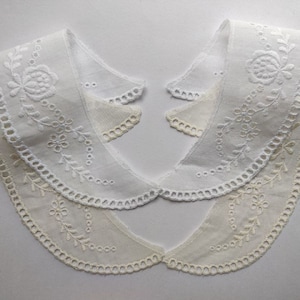 Toppa da colletto con ricamo in pizzo inglese chic, 17 cm, cotone pregiato, bianco o crema, applicazione colletto finto Peter Pan