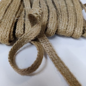 2 mètres de ruban de jute tressé naturel 1/2", garniture de jute rare