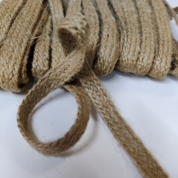 2 metres Natural braided burlap ribbon 1/2", rare jute trim