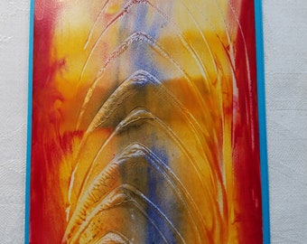Encaustic greeting card "Gold" in hot wax painting