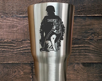 Personalized K9 Officer Tumbler: Laser Engraved 30oz Stainless Steel Cup