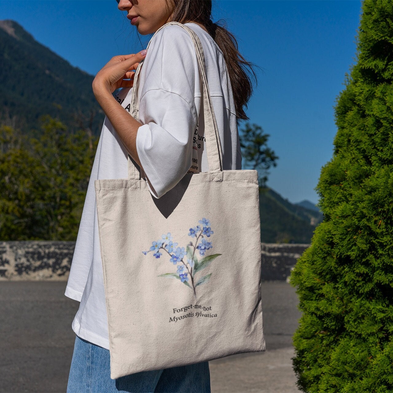 Forget me not Myosotis Sylvatica Tote Bag aesthetic Tote Bag cute Tote Bag forget me not Painting forget Me Not Bag floral Canvas Tote Bag Etsy