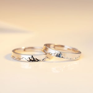 Mountain Ocean Zinc Alloy Couple Rings | Love birthday gift | Gift couple | Friendship ring | Promise ring