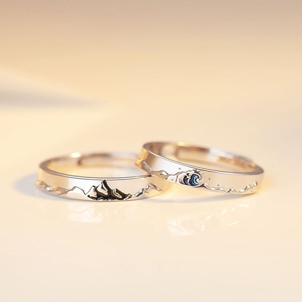 Bagues de Couple Montagne Ocean Alliage de zinc | cadeau d'anniversaire d'amour | cadeau couple | bague amitié | bague de promesse