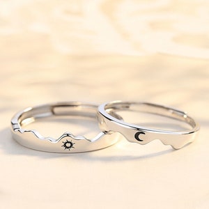 Couple Rings Moon Sun Silver S925 | Love birthday gift | Gift couple | Friendship ring | Promise ring