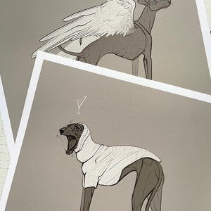 Greyhound Art Prints Posters (set of 2)