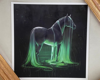 Impresión de bellas artes de caballo de fantasía Kelpie