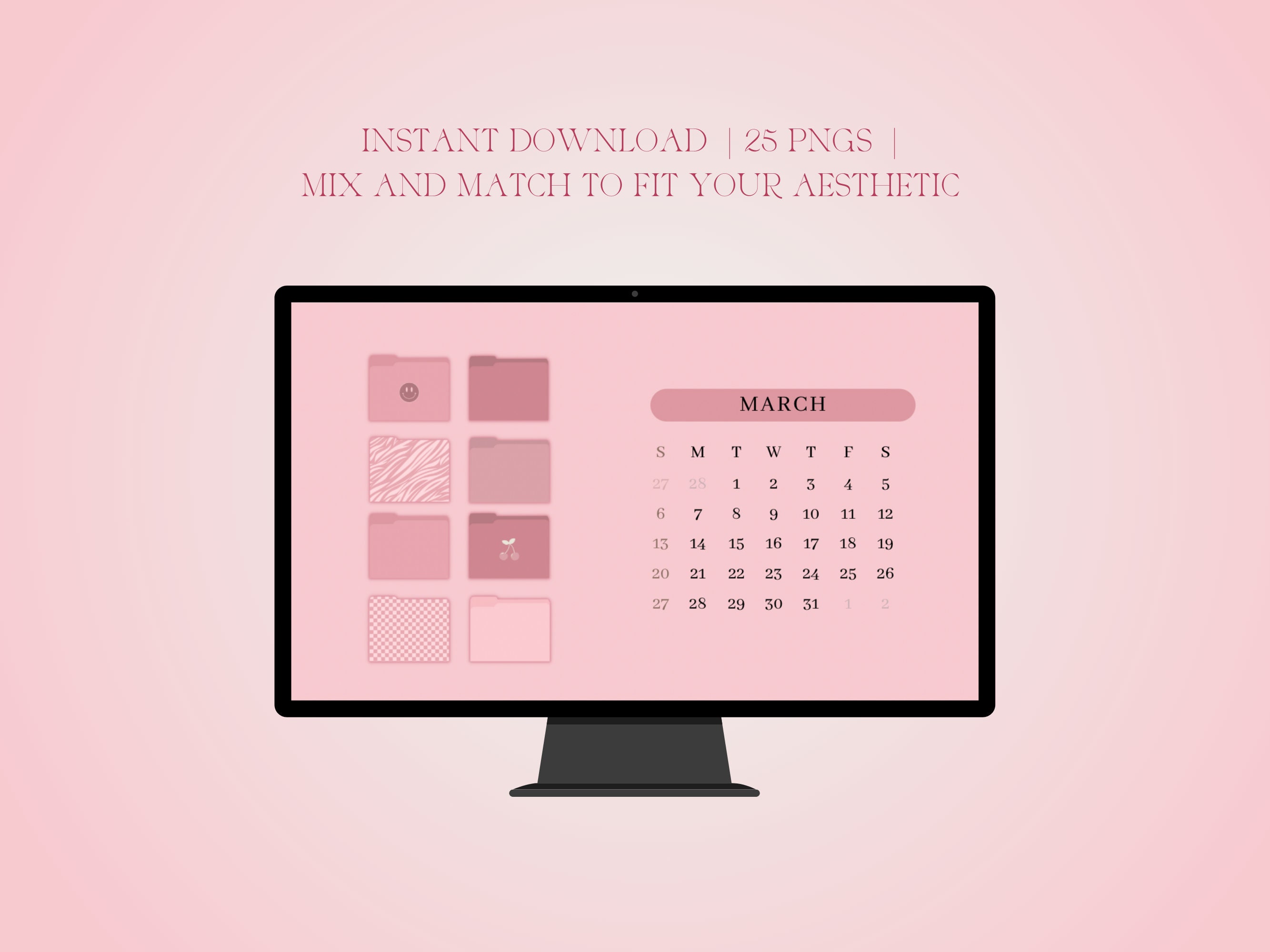 Pink Desktop Icons Desktop Folder Icons Desktop Wallpaper Etsy Australia