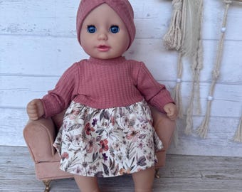 Puppenkleidung 2-tlg Set 36 cm Kleid mit Stirnband Mädchenpuppe