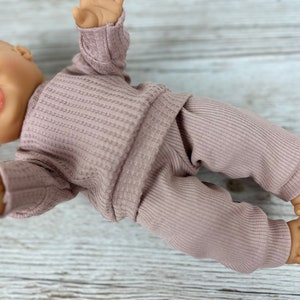 Puppenkleidung 30 - 34 cm Set Sweatshirt Langarmshirt Hose Puppenoutfit Babypuppe Baby re born Puppenmode Altrosa Hellrosa