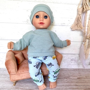 Puppenkleidung 36 cm Set: Pulli, Puppenhose, Mütze