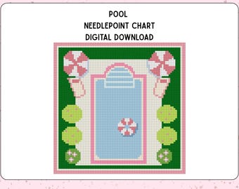 Preppy Pool Needlepoint Chart | Digital PDF Download