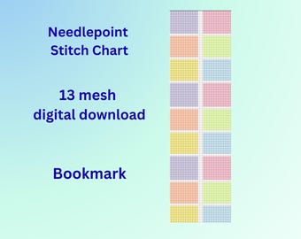 Needlepoint Chart Multicolor Bookmark -13 Mesh - Digital Instant Download NDLPT
