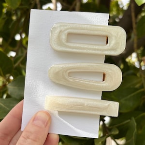 Pinza para el cabello de resina blanca brillante, accesorio para el cabello de color blanco puro, pasador de boda de resina blanca, pinza para bautismo blanca, pinza para el cabello del templo SUD blanca, blanca