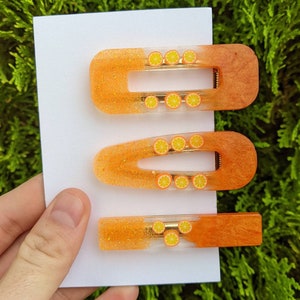Oranges Resin Hair Clip, Orange Resin Barrette, Oranges Orange Hair Accessory, Orange Resin Hair Pin, Orange Charms Claw Clip, Orange Resin