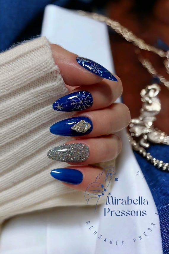 royal blue almond nails