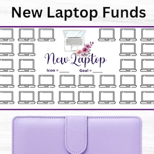 Rastreador de economia de laptop A6, desafio de economia de laptop, rastreador de meta de economia de laptop imprimível, rastreador de economia de computador, rastreador de fundos de laptop