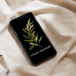 Olive Branch Christian Phone Wallpaper: Bible Verse Art (Digital Download)
