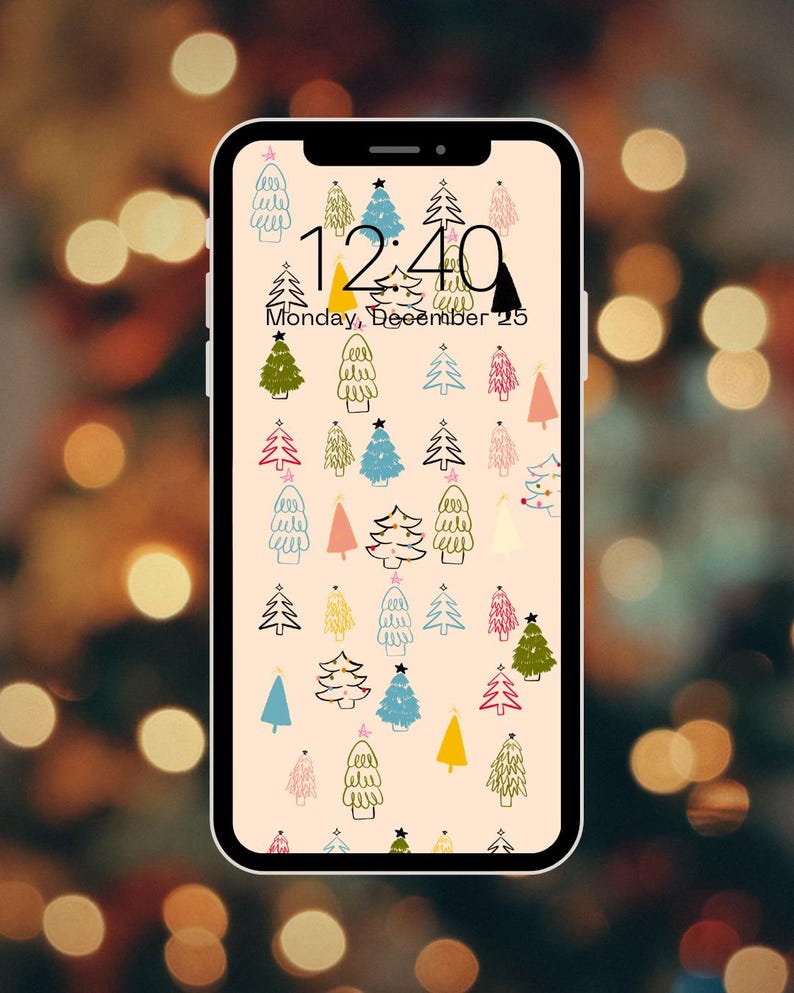 Christmas Tree Pattern Phone Wallpaper: (digital Download) - Etsy