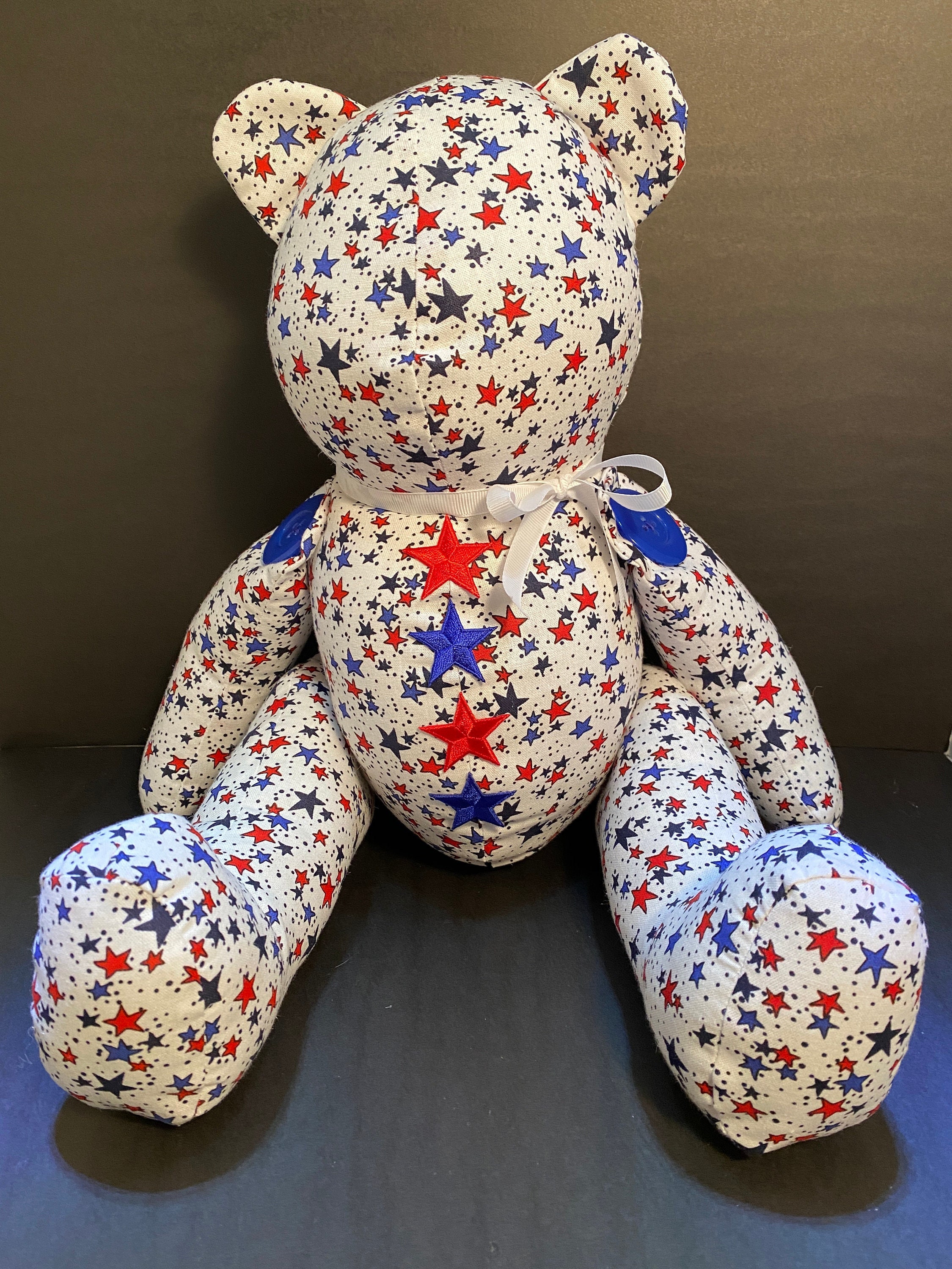Patriotic Fabric Handmade Teddy Bear -  Hong Kong