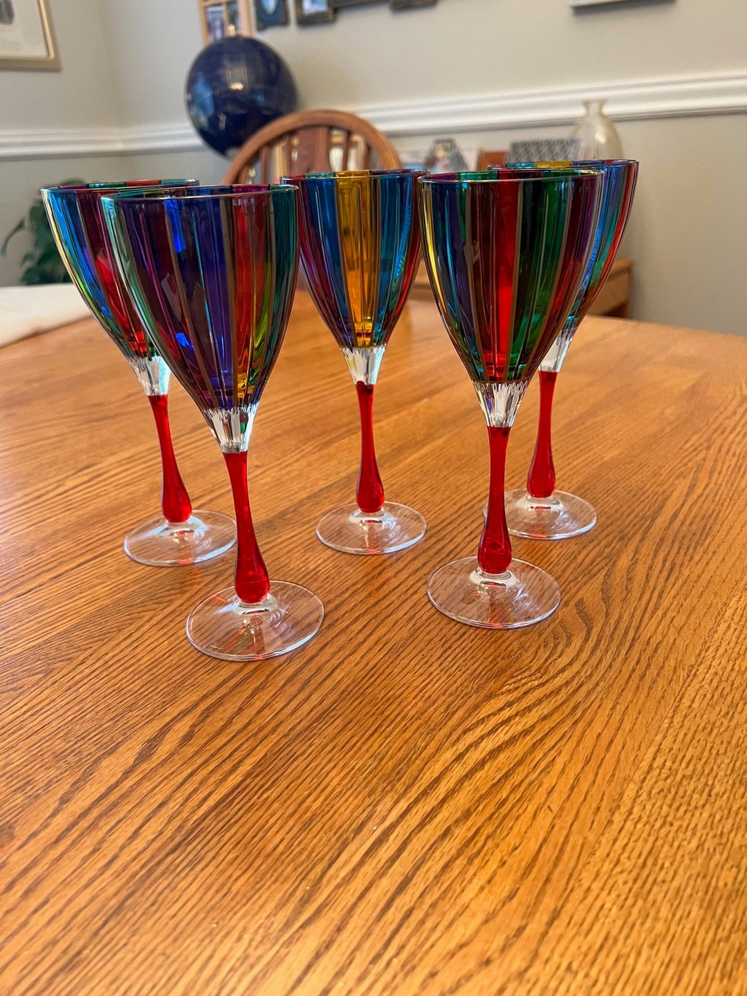 Vintage Glass Wine Glasses. Italian Decor. Stunning & Etsy