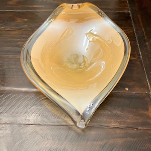 Vintage. Fruit Tray, Crystal Folded Glass Dish Wrap Bowl. Hand Made in Italy. Stunning. Free Shipping   LR