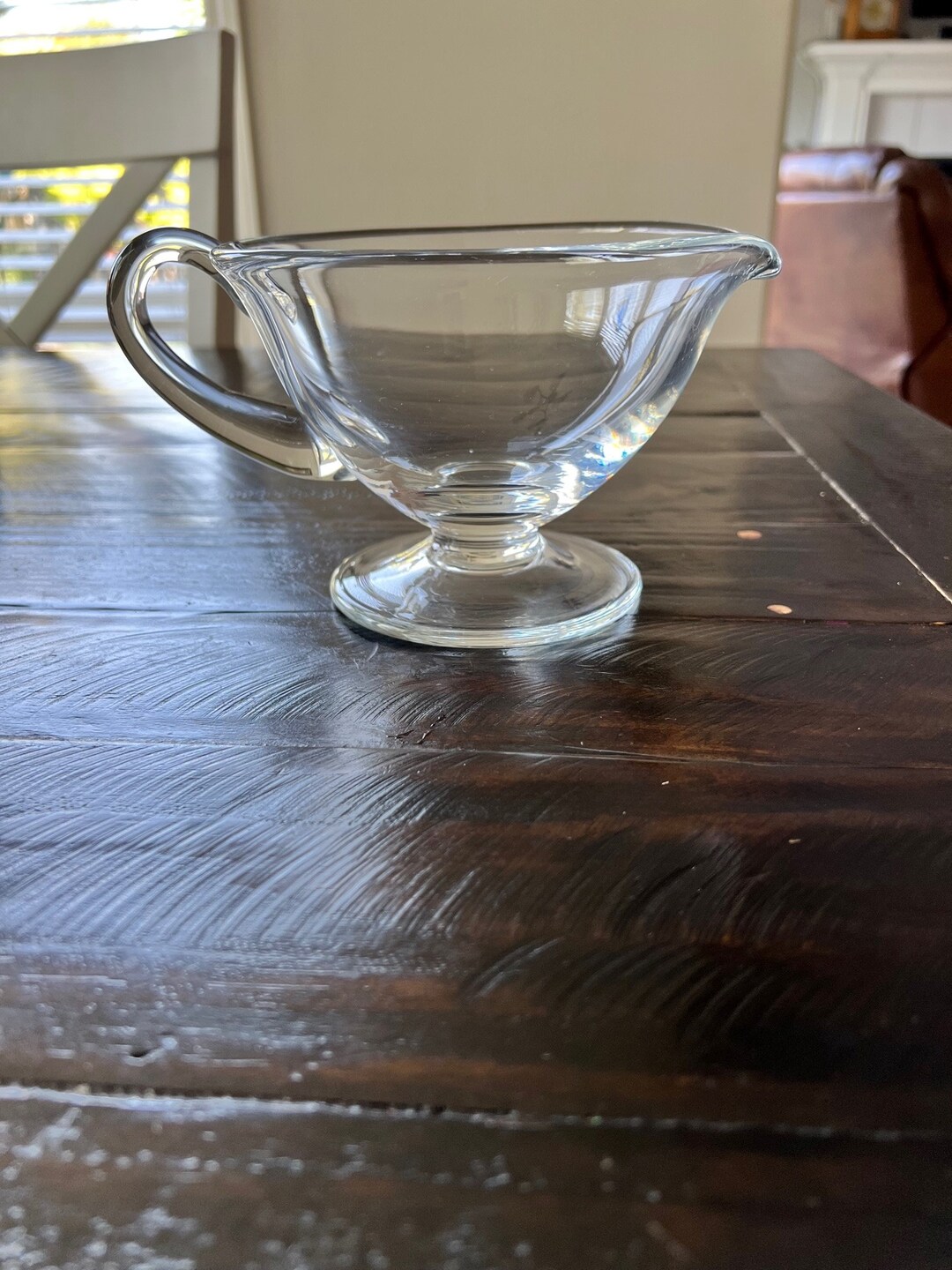 Vintage Glass Gravy Boat. on Glass Pedestal. Etsy