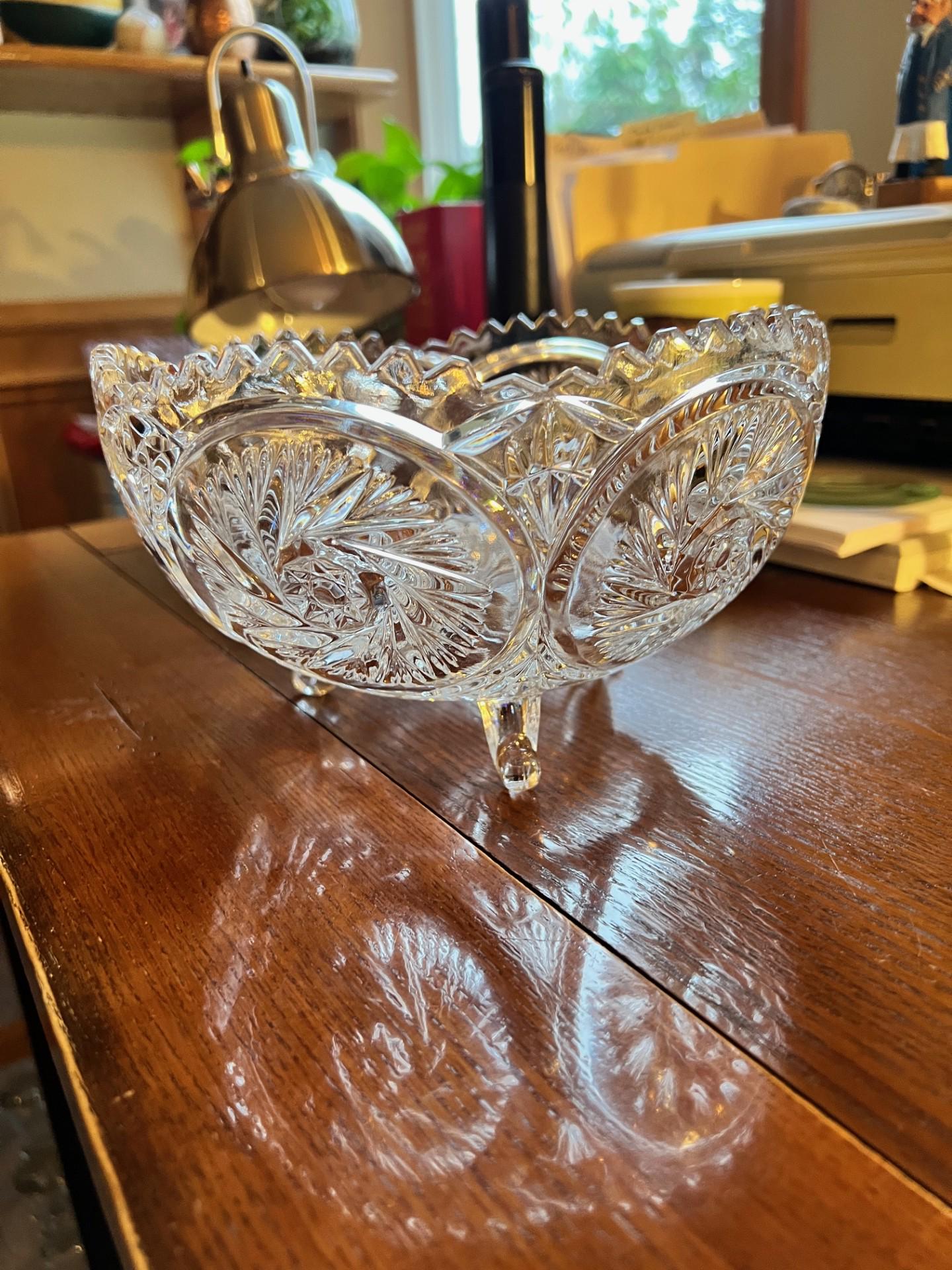 Vintage Anna Hutte Blei Kristal Lead Crystal Footed Bowl, West