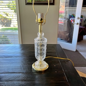 Vintage Glass Lamp. Looks both European & French Cut Crystal.  Free Shipping