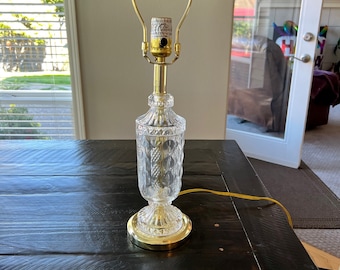 Vintage Glass Lamp. Looks both European & French Cut Crystal.  Free Shipping
